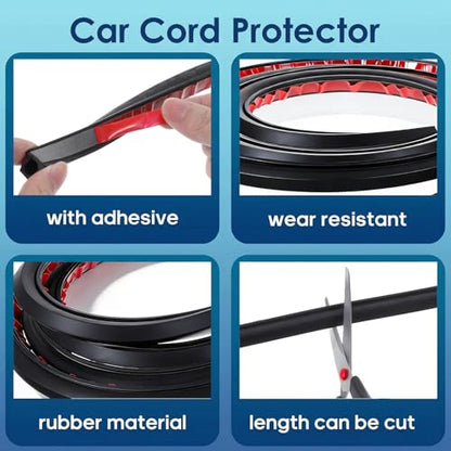 2 PCS Total 13.12 Ft Windshield Wire Hider for Car - Black PVC Side Opening Cable Cover to Hide Wires on Roof Rack, Light Bar, Dome Light & More - Universal Car Wire Hider(Each 6.56 Ft) - size: 13.12 Ft