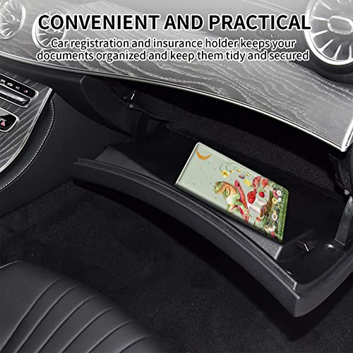 Car Registration and Insurance Card Holder, Premium PU Leather Vehicle Wallet Cover for Glove Box Car Organizer Drivers License / Cards / ID Essentials Document Holder, Aesthetic Mushroom Frog Green - color: Aesthetic Mushroom Frog Green