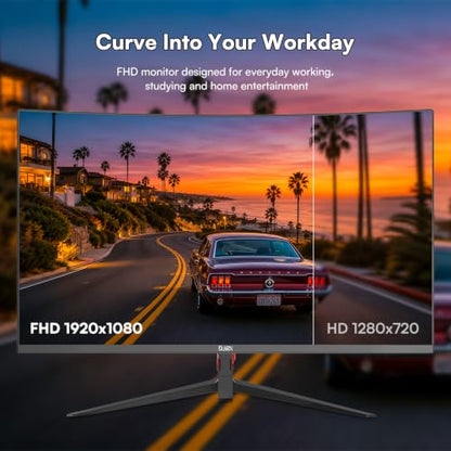 27 Inch Curved Monitor, FHD 1080P 100Hz Computer Display | 1800R VA Screen, 4000:1 Contrast, 99% sRGB, HDR10, FreeSync, HDMI, DisplayPort, VESA 100x100mm Monitor for Office, Study, Home PC - size: 27 inch