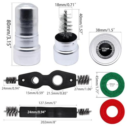 Battery Terminal Cleaner Kit, Battery Terminal Brush & 4 in 1 Copper Tubing Brush & 2pcs Anti-Corrosion Fiber Washers (Black & Red) - color: Silver & BlackRed -7pcs Set