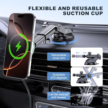 for Mag-Safe Car Mount Charger Dash Windshield Vent Magnetic Phone Holder - color: Green