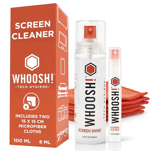 WHOOSH! Screen Shine Duo – Screen Cleaner and Wipe Kit, 3.4 + 0.3 fl oz - size: 3.7 Fl Oz (Pack of 1)
