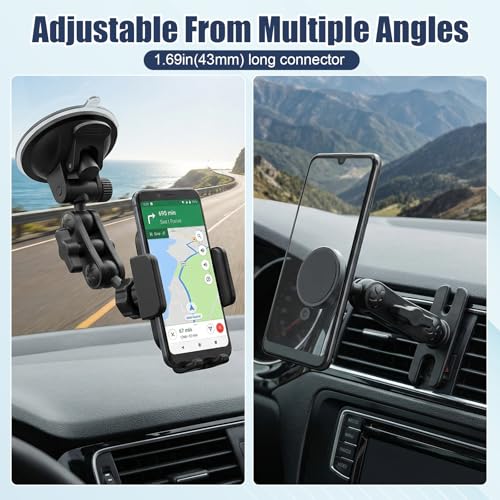 Skrfren 17mm Ball Mount Extension Adapter for Car Phone Holder, 360° Rotation Extension Rod for Car Air Vent Compatible with GPS Mount