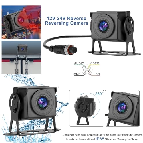 Truck RV Backup Camera with 7 Inch Monitor, AHD 1080P DIY Guide Lines No Delays Waterproof Wired Reverse Rear View Camera System for Car Trailer Camper - size: 7inch +1 Camera