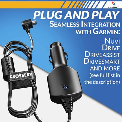 Car Charger Power Cord for Garmin Nuvi GPS, Garmin GPS Power Cord Replacement 5ft Long, Mini USB Charging Cable fit for Nuvi, Dezl, Drive, DriveSmart, DriveAssist, RV, Zumo (Without Traffic)