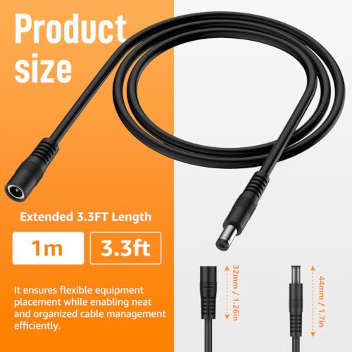 2Pack 18AWG 5.5mm x 2.1mm DC Power Extension Cable 3.3FT Cord
