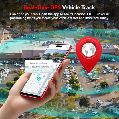 4G LTE Dash Cam with Live View, 2K+1080P Front Inside Anti-Theft Car Camera Live Streaming, Instant Alert via App, Cloud & SD Storage, IR Night Vision, No Screen, 24/7 Parking Mode, GPS, OBD