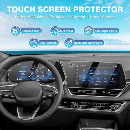 Karltys [Upgrade] 2 Pack Screen Protector for 2027 2026 2025 Chevy Equinox 11.3-Inch Navigation & 11-Inch Dashboard for Models LT /RS /ACTIV [No Glare & Fingerprint] Tempered Glass 2026 2025 Chevy Equinox Accessories - size: 11.3" & 11" Chevy Equinox 2026