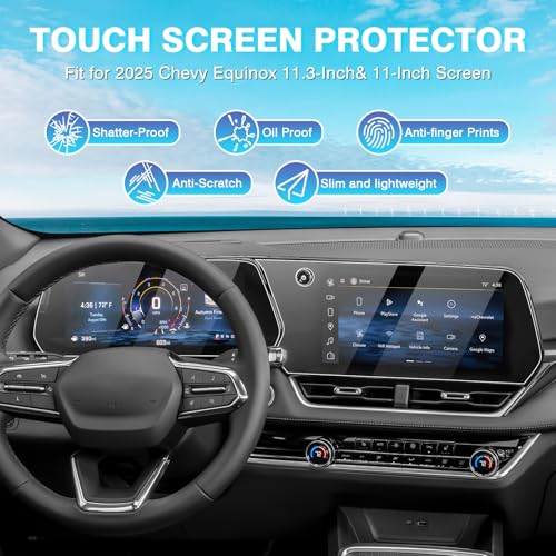 Karltys [Upgrade] 2 Pack Screen Protector for 2027 2026 2025 Chevy Equinox 11.3-Inch Navigation & 11-Inch Dashboard for Models LT /RS /ACTIV [No Glare & Fingerprint] Tempered Glass 2026 2025 Chevy Equinox Accessories - size: 11.3" & 11" Chevy Equinox 2026