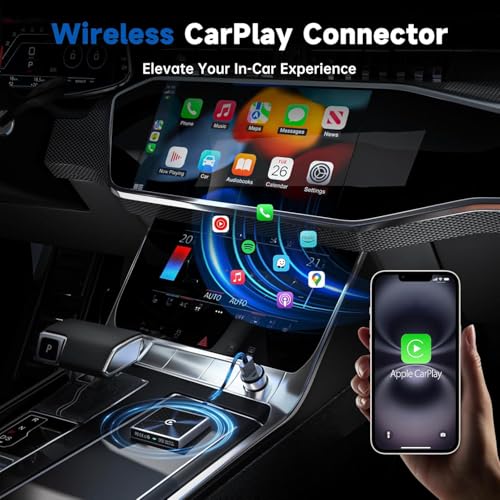 Wireless CarPlay Adapter for iPhone, Super mini Compact 2-in-1 Dongle for Apple iOS 10+, Convert Wired to Wireless CarPlay, Instant Connectivity, Fit for Cars from 2016 with Built-in CarPlay
