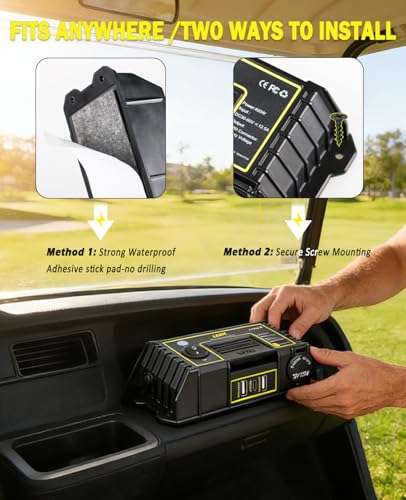 UNIGT Golf Cart USB Charging Port, 12V Cigarette Lighter Adapter & QC 3.0 USB Phone Charger & 2 XT60 Port, Safe Charging Easy Installation, Multi Plug Outlet for Club Car/Yamaha/EZGO