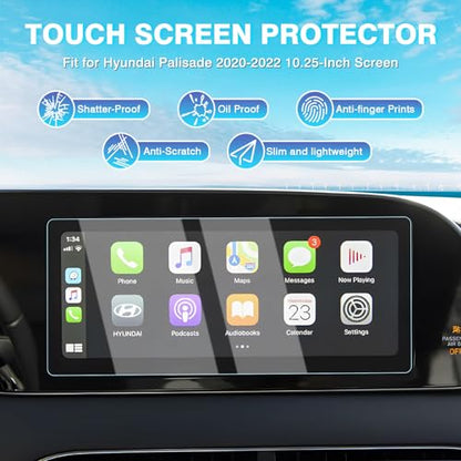 Karltys [Upgrade 2 Pack Screen Protector for 2020-2022 Hyundai Palisade 10.25-Inch [No Glare & Fingerprint] Tempered Glass Hyundai Palisade Accessories - size: 10.25 Inch 2020 2021 2022 Hyundai Palisade