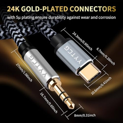 HiFi Aux to USB C, Type C to 3.5mm Audio Adapter Male Cable 5.9ft