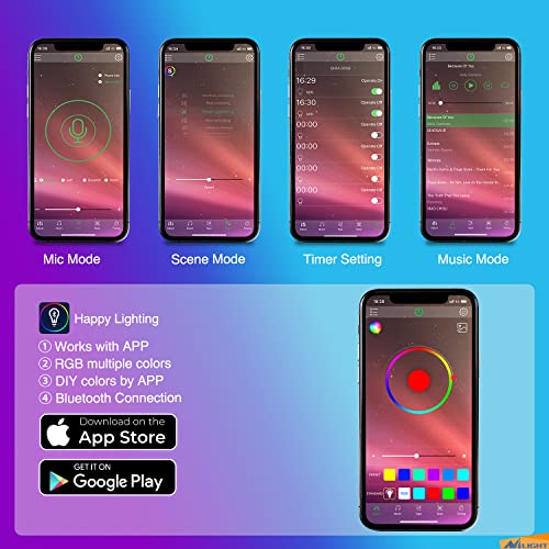 Nilight RGB LED Car Interior Stripe Light with APP Control Multicolor Music Sync Mode Waterproof Car Under-Glow Lighting Lamp Kits Universal Cars Truck ATV UTV - color: APP RGB Lights