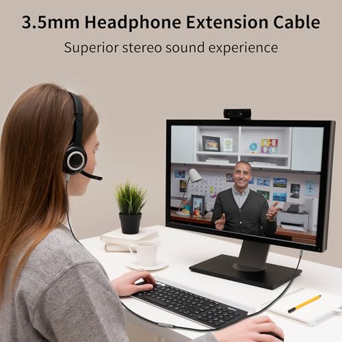 1-Pack 4.9ft/1.5m 3.5mm TRS Male to Female Headphone Extension Cable, Aux Cord Extender, Audio Jack Extender for Headphones,iPhone, iPad, Smartphones, Tablets, Laptops, Media Players - Black