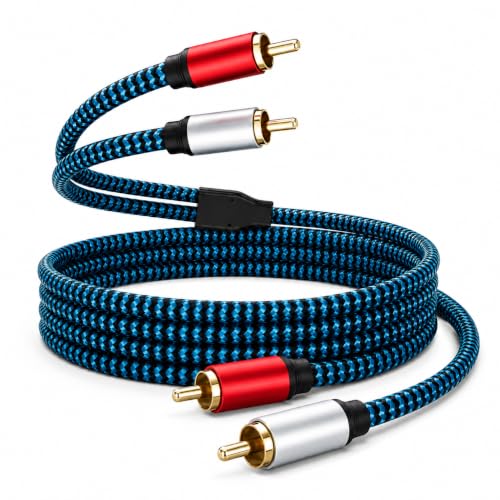RCA Cable 5ft/1.5M 2RCA Male to 2RCA Male Stereo Audio Cable Nylon-Braided Auxiliary Audio Cord for Home Theater HDTV Amplifiers Hi-Fi Systems Speakers and etc