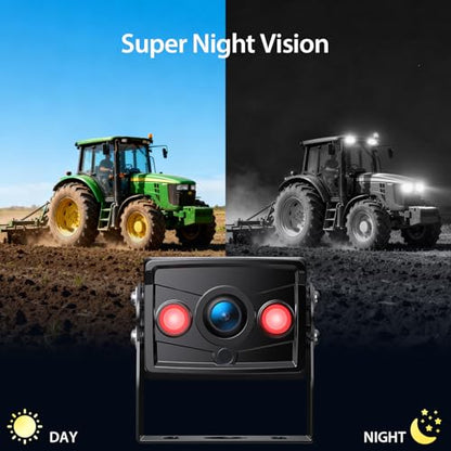 ZEROXCLUB 2 Wired Rear View Backup Camera System, 7" 1080P Monitor IP69K Waterproof Vibration-Proof 10G Reverse Camera, Dual Split Screen for Tractor, Truck, Trailer, Combine, Heavy Equipment, BH702 - size: 7"-2 Cam