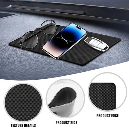 Car Dashboard Anti-Slip Mat, 10.6"×5.9" Universal Car Dash Sticky Rubber Mat, Non-Slip Car Magic Dashboard Sticky Adhesive Mat for Cell Phones, Keys, Coins, Sunglasses (Grid) - color: Grid