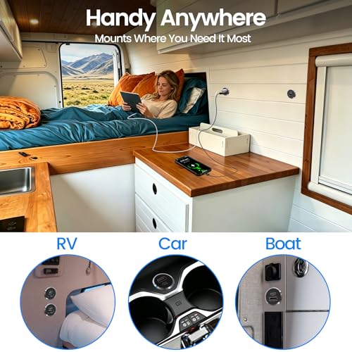 Aluminum 12V USB Outlet, Dual Port Fast Charging Car Charger - color: Small Version*2
