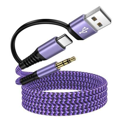 USB to 3.5mm Audio Aux Cable for Headphones Speaker PC PS5 Laptop Desktops - color: Purple