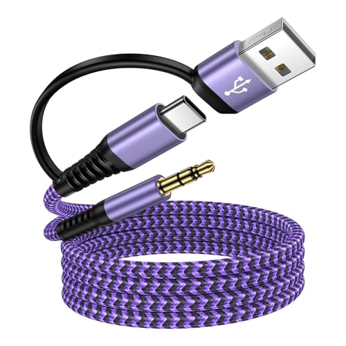 USB to 3.5mm Audio Aux Cable for Headphones Speaker PC PS5 Laptop Desktops - color: Purple