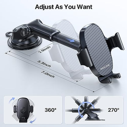 Miracase 3-in-1 Cell Phone Holders for Your Car, Universal Car Phone Holder Mount for Car Dashboard Air Vent Windshield Compatible with iPhone17 16 15 14 13 12 11 Pro Max Xs XR X, Galaxy
