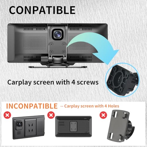 Carplay Mount with Scrwes Flexible Suction Cup Bracket for 7"/ 9"/ 10.26" Car Android Auto Screen Upgraded Windshield Dashboard Suction Cup Mount - size: Screws Bracket