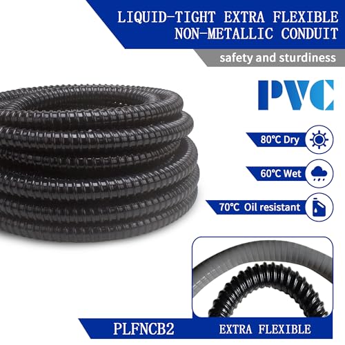 (1/2" Dia * 25 Feet) Yariwiz Black Special Extra Flexible Electrical Conduit Liquid Tight PVC Conduit Kit with 3 PCS Coupling, 3 PCS Elbow and 7 PCS Strap, Sealtight Seal Flex Liquidtight Wire - style: 1/2 inch-25ft-Kit