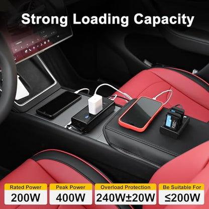 200W Car Power Inverter DC 12V to 110V AC Outlet fit for Tesla/Car/Truck