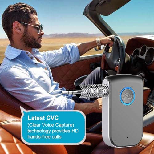 Bluetooth AUX Adapter for Car,3.5mm Wireless Receiver AUX Bluetooth Car Adapter,Hands-Free Call for Cars, Speakers, Stereo Systems and Headphones - color: grey