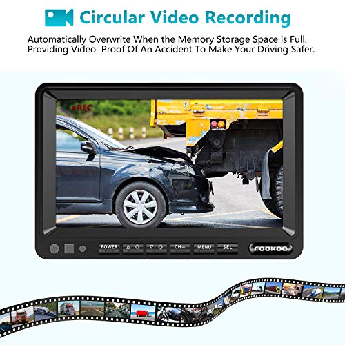 Fookoo 7" HD 1080P Wired Dual Backup Camera: 7" Dual Split Screen Monitor - color: Coal Black, size: 7 inches 2-camera