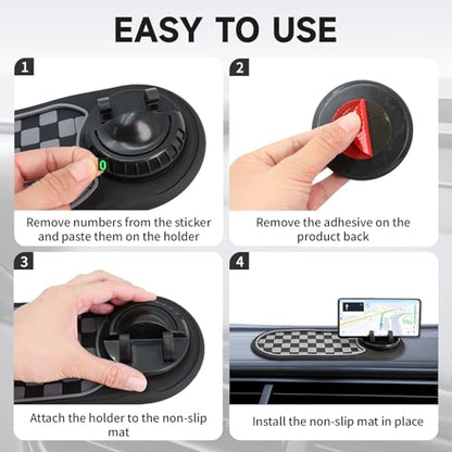 Multifunction Car Anti Slip Mat, Dashboard Phone Holder with Temporary Parking Number, Strong Grip Silicone Pad Organizer for Phones, Sunglasses, Keys and Interior Accessories