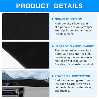 Autorder Dashboard Cover Mat for Toyota Sienna 2011-2014 Accessories Dash Cover Upgrade Flannel Dash Mat Sunshade Glare UV Rays Protector - size: Black 11-14 Sienna