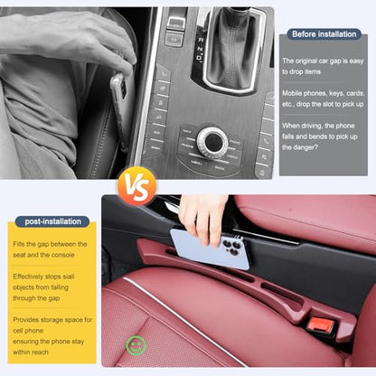 Car Seat Gap Filler 2 Pack，Seat Gap Filler Between Seat and Console,No Drop Gap Filler with Storage,Universal Fit Car Gap Filler for Car SUV Truck Auto Accessories（Wine Red） - color: Wine Red