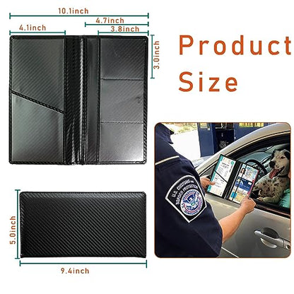 Kewucn Car Registration and Insurance Card Holder, Leather Auto License Document Glove Box Compartment Organizer, Essentials Vehicle Wallet Case for Driver License, ID Card (Black Carbon Fiber) - color: Large-Carbon Fiber Black