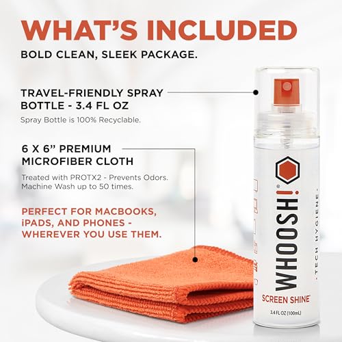 WHOOSH! Screen Shine Go XL – Screen Cleaner Spray & Wipe Kit, 3.4 fl oz - size: 3.4 fl oz (Pack of 1)