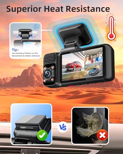 Double Sided Adhesive Sticky Pads for Dash Cam 4PCS, 2.83" Square & 2.2" Round Heat-Resistant Heavy Duty Mounting Tape Kit, Universal Car Windshield Sticker for GPS/DashCamera Suction Cup Mount