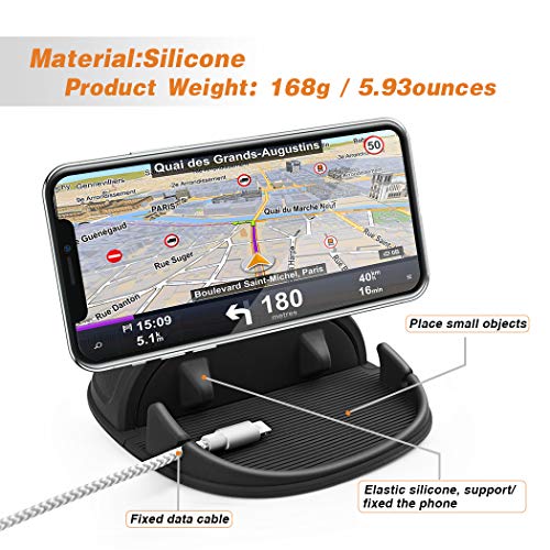 Loncaster Car Phone Holder, Black & Purple Car Phone Mount Silicone Car Pad Mat for Various Dashboards, Slip Free Phone Stand Compatible with iPhone, Samsung, Android, GPS Devices and More