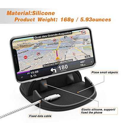 Loncaster Car Phone Holder, Black & Purple Car Phone Mount Silicone Car Pad Mat for Various Dashboards, Slip Free Phone Stand Compatible with iPhone, Samsung, Android, GPS Devices and More