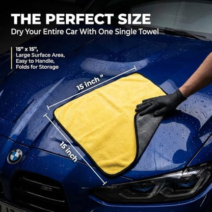 Microfiber Towels for Cars - 15.7" x 15.7" inches, Highly Absorbent Professional Grade Drying Towel Set for Superior Cleaning and Drying Performance - Car Drying & Kitchen Towel - Pack of 3 - size: 15.7" x 15.7" - 3 Pack