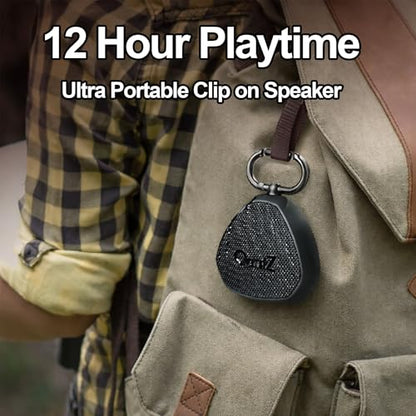 OontZ Angle Clip Portable Bluetooth Speaker, 5W, 12-Hour Playtime, IPX7 - color: Black-Clip