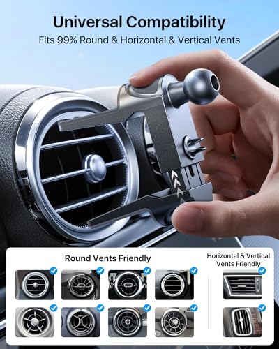 andobil Universal Car Phone Holder [Round Vent Friendly] Phone Mount for Car Circle Vent, Sturdy Clip 360° Rotation Cell Phone Car Holder Mount for Ford Mercedes Benz Toyota fit iPhone Samsung Blue - color: Blue