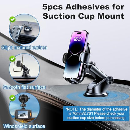 5pcs Sticky Adhesive Pads for Car Phone Mount, 70mm/ 2.76" Double-Sided Heavy Duty Sticker Gel Mounting Tapes Replacement Kit for Suction Cup Dashboard Cell Phone Holder Windshield Dash Cam GPS Base - size: 2.76" / 70mm