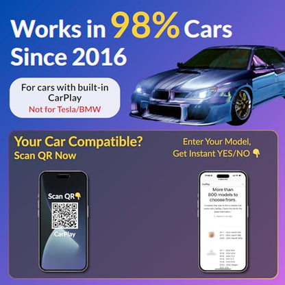 Wireless CarPlay Dongle for iPhone, Mini Plug & Play Car Play Adapter