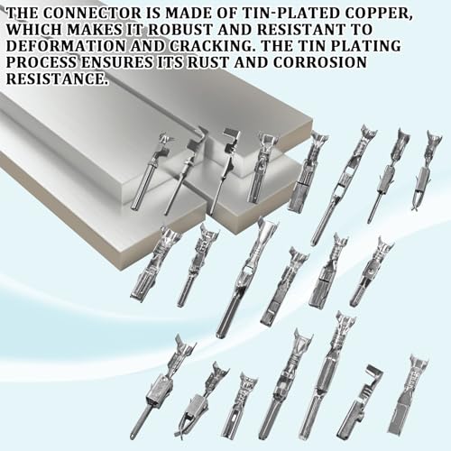290PCS Car Electrical Terminal Wire Pins Connector Kit, 21Type Auto Electrical Wire Connector Terminal Pin 1/1.5/1.8/2.2/2.8/3.5mm, Male Female Crimped Pins Non-Insulated Plug Removal Pin Tool