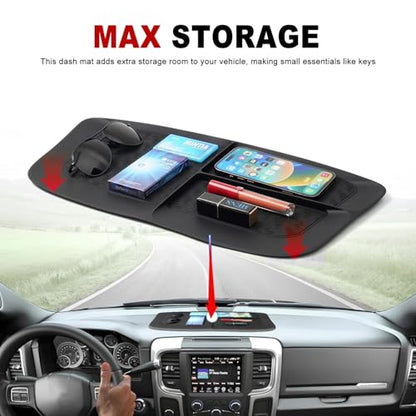Autorder Dashboard Mat for 2011-2018 Dodge Ram 1500 2500 3500 Accessories Anti-Slip Mat Silicone Dash Mat for Ram Dash Liner Pad - size: Black 11-18 Dodge Dash Liner