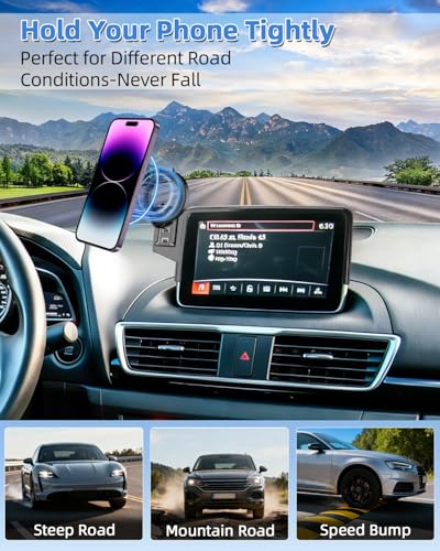 PZK Car Phone Mount for Mazda CX-3 2016-2021/ Mazda 3 2014-2016/MX-5 Miata - color: Magsafe, size: MX-5 Miata 2016-2023 /CX-3 2016-2021/3 2014-2016