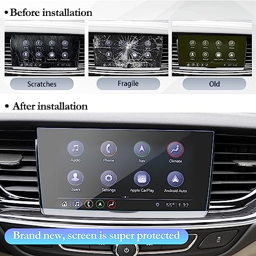 Screen Protector Foils for 2018-2020 Buick Regal Sportback IntelliLink 8In Navigation Display Tempered Glass 9H Hardness Anti Glare & Scratch HD Clear Chevrolet LCD GPS Touch Screen Protective Film - color: 2018-2020 Regal 8 Inch
