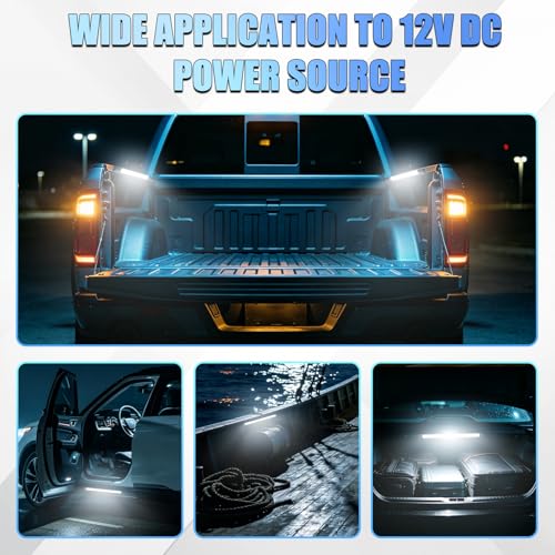 LED Truck Bed Lights with On/Off Switch & Extension Wiring Kit, Waterproof 6000K White 132 LEDs Cargo Pickup Truck Bed Lighting Strip for Truck Pickup SUV Cargo Van RV Boat, 2 PCS