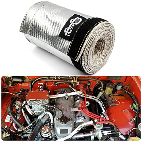 Heat Shroud Aluminized Sleeving Heat Shield fuel line wire heat sleeve 1-1/2''I.D. x 10FT with 20 Pcs 7.8Inch Stainless Steel Cable Metal Zip Ties - size: 1-1/2''I.D. x 10FT